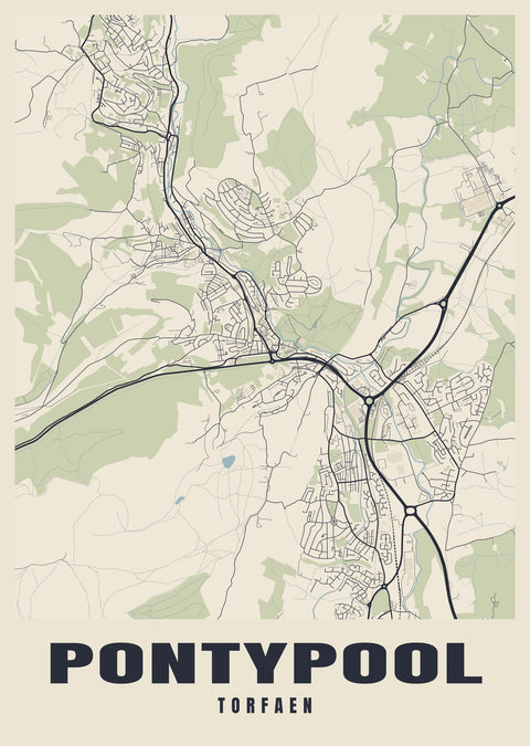 Pontypool Street Map Poster