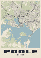 Street map poster of Poole, Dorset