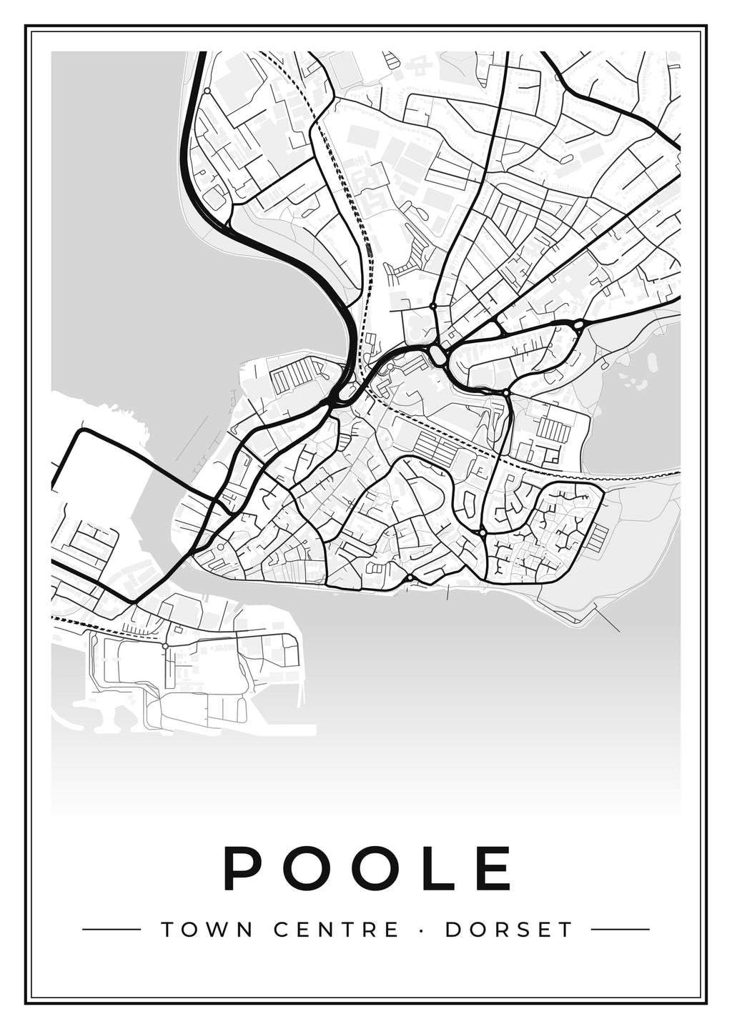 Street map poster of Poole town centre, Dorset