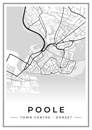 Poole Town Centre Street Map Poster