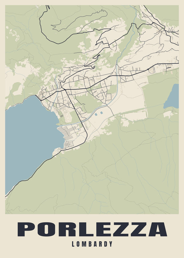 Porlezza Street Map Poster