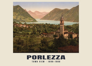 Town View, Porlezza — 1890–1900 · Vintage photochrom print