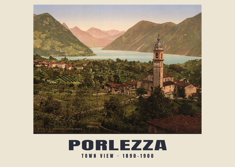 Town View, Porlezza — 1890–1900 · Vintage photochrom print