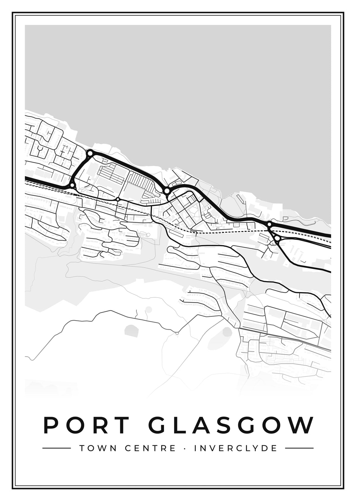 Street map poster of Port Glasgow town centre, Inverclyde