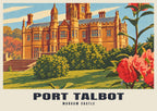 Margam Castle, Port Talbot poster, Retro Railway style