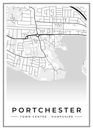 Portchester Town Centre Street Map Poster