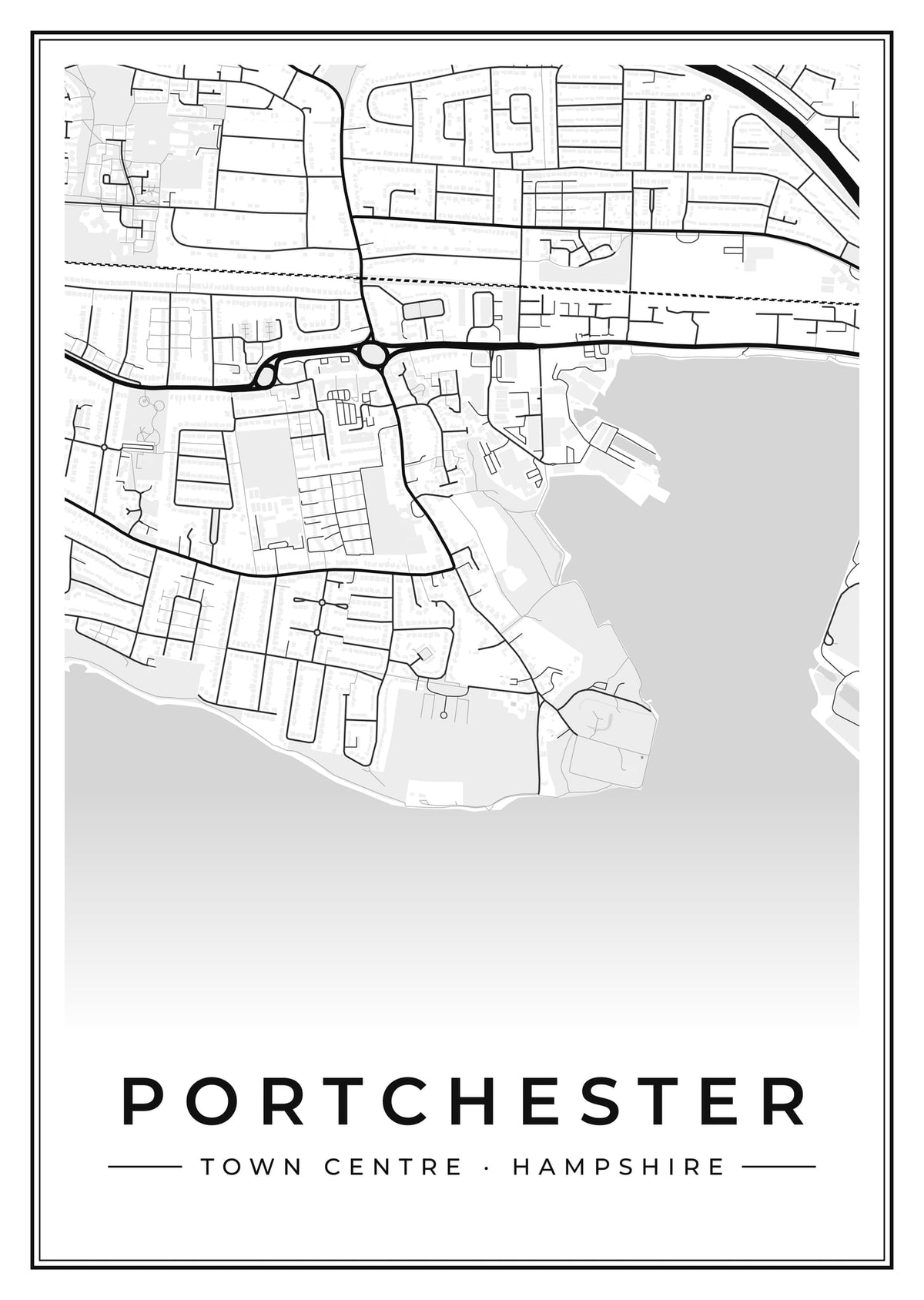 Street map poster of Portchester town centre, Hampshire