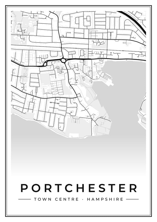Portchester Town Centre Street Map Poster
