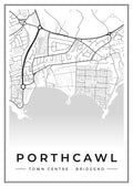 Street map poster of Porthcawl town centre, Bridgend