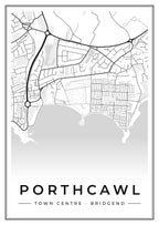 Street map poster of Porthcawl town centre, Bridgend