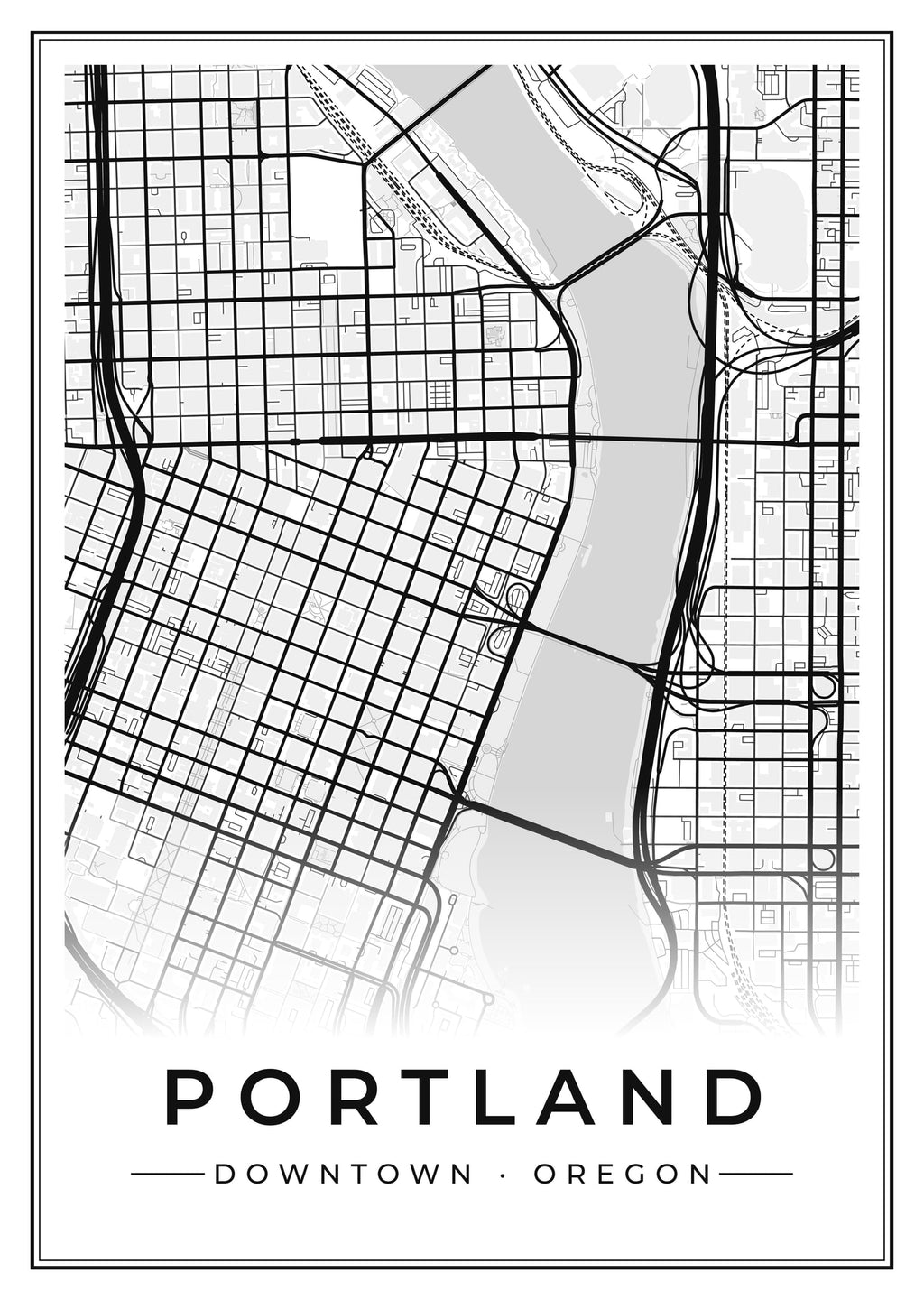 Street map poster of downtown Portland, Oregon