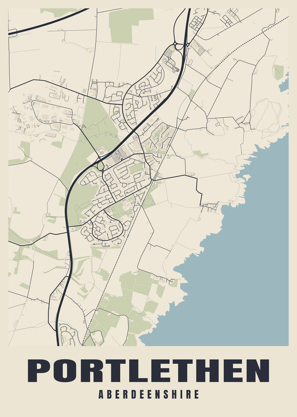 Portlethen Street Map Poster