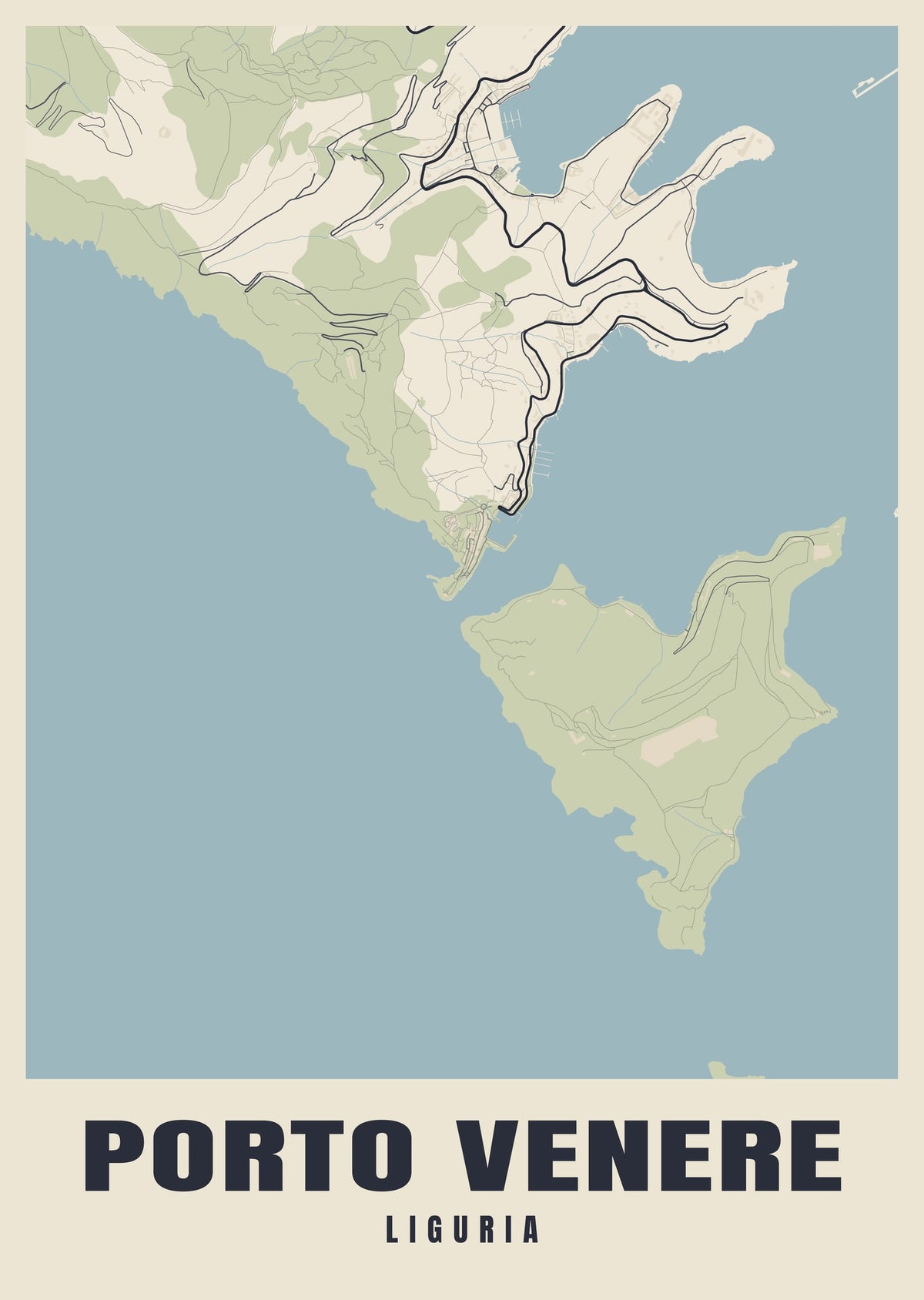 Street map poster of Porto Venere, Liguria