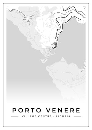 Porto Venere Village Centre Street Map Poster