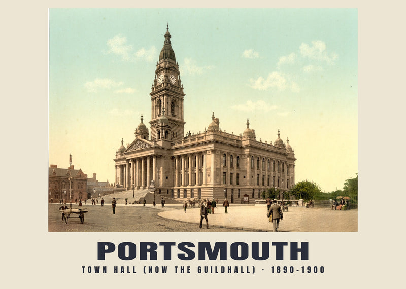 Town Hall (now the Guildhall), Portsmouth — 1890–1900 · Vintage photochrom print