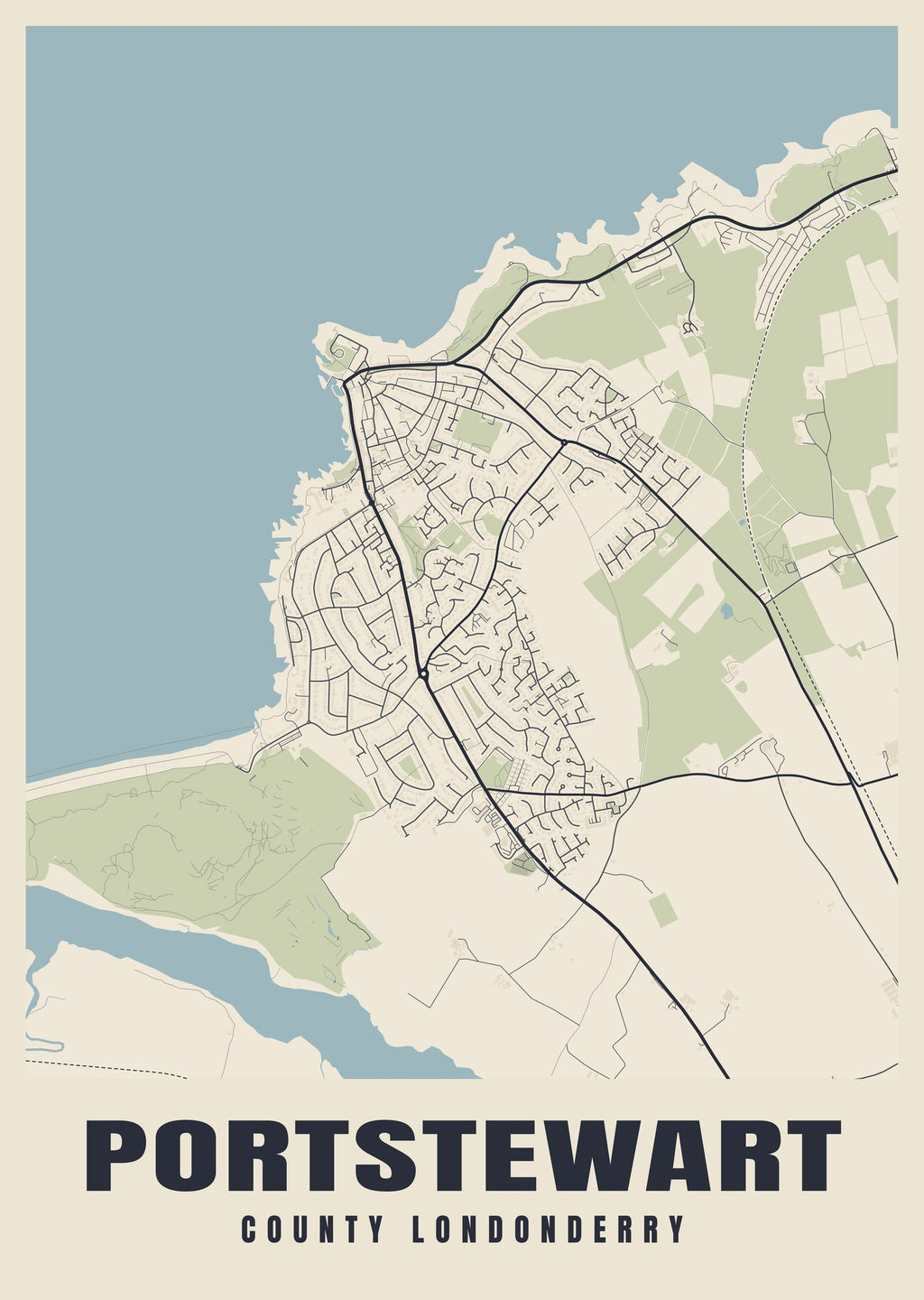 Street map poster of Portstewart, County Londonderry
