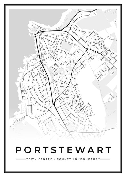 Portstewart Town Centre Street Map Poster