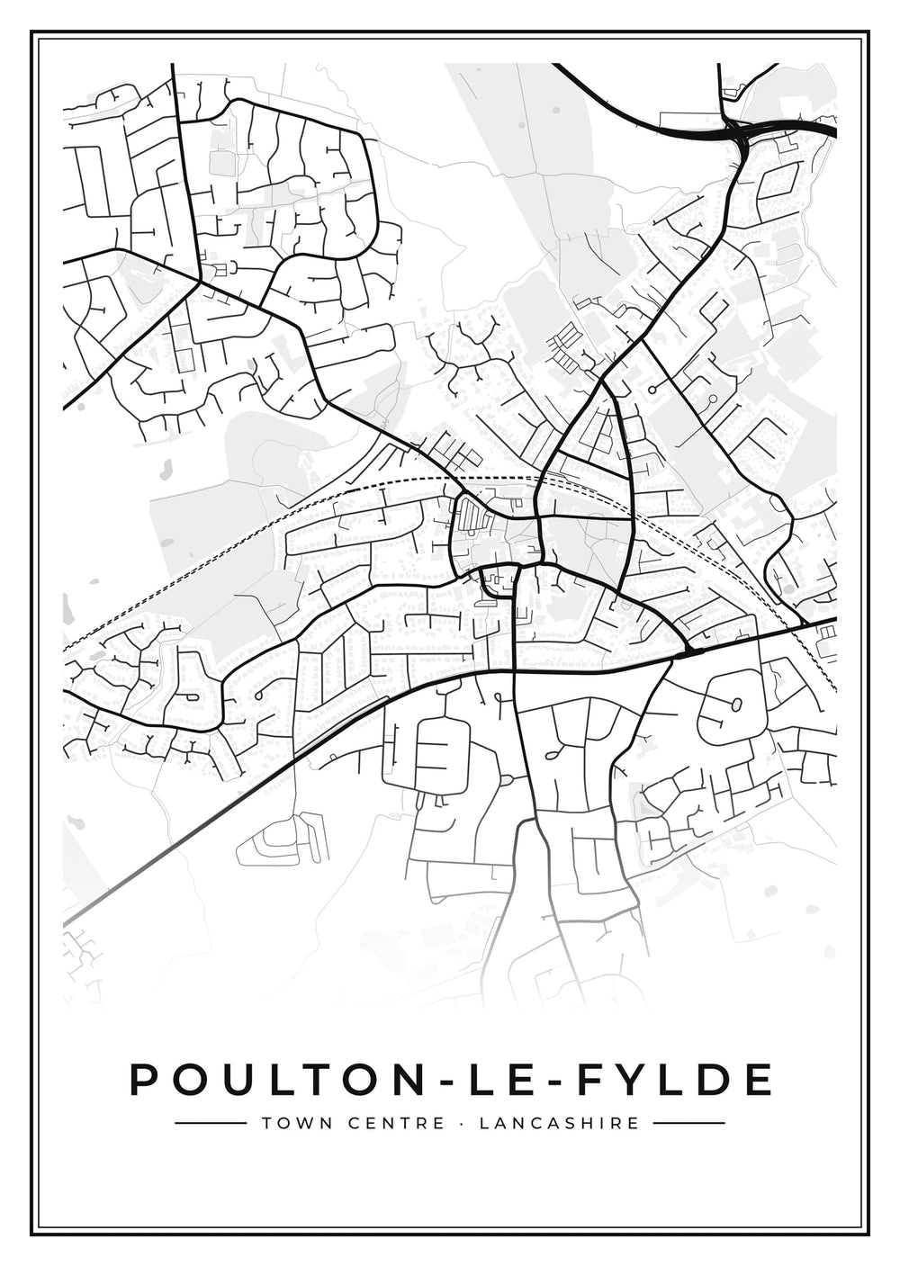 Poulton-le-Fylde Town Centre Street Map Poster