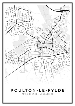 Poulton-le-Fylde Town Centre Street Map Poster
