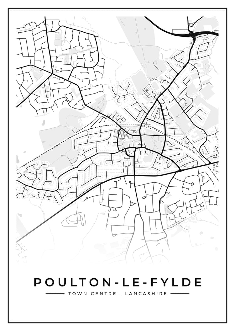 Poulton-le-Fylde Town Centre Street Map Poster