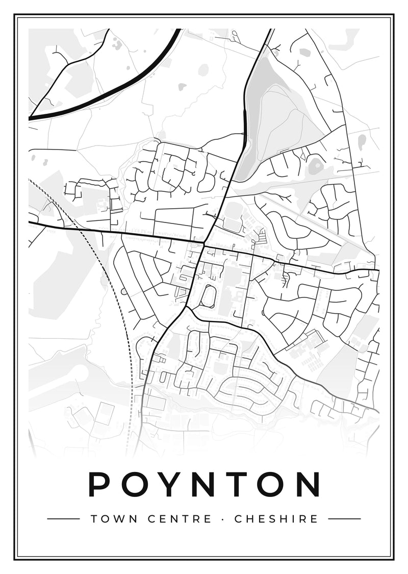 Poynton Town Centre Street Map Poster