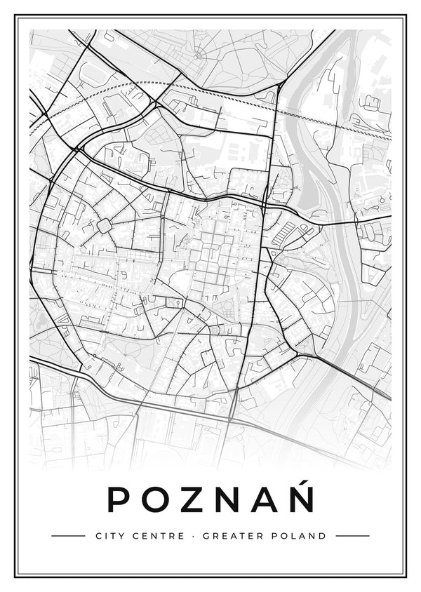 Poznań City Centre Street Map Poster