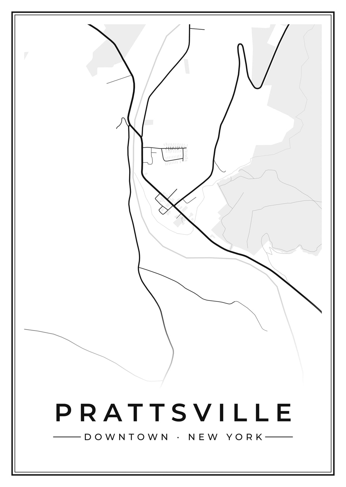 Street map poster of downtown Prattsville, New York