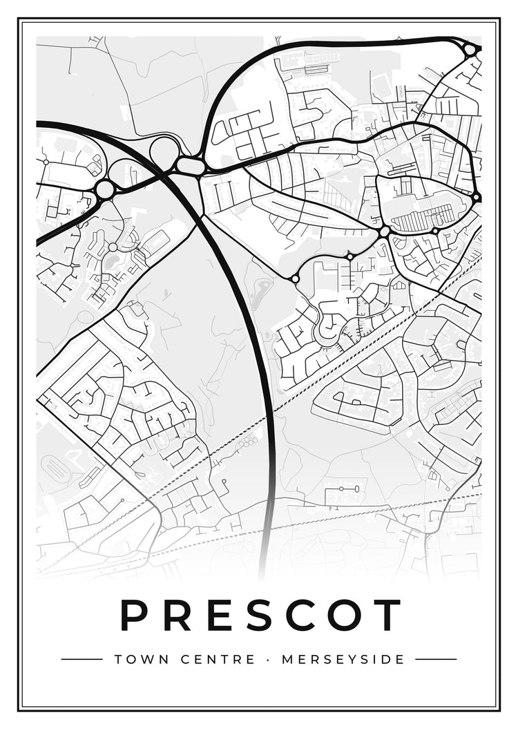 Prescot Town Centre Street Map Poster