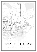 Street map poster of Prestbury village centre, Gloucestershire