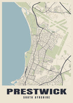 Street map poster of Prestwick, South Ayrshire