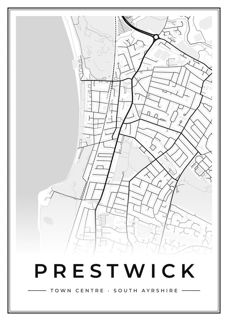 Prestwick Town Centre Street Map Poster