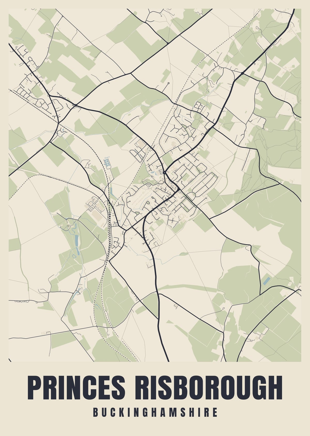 Street map poster of Princes Risborough, Buckinghamshire