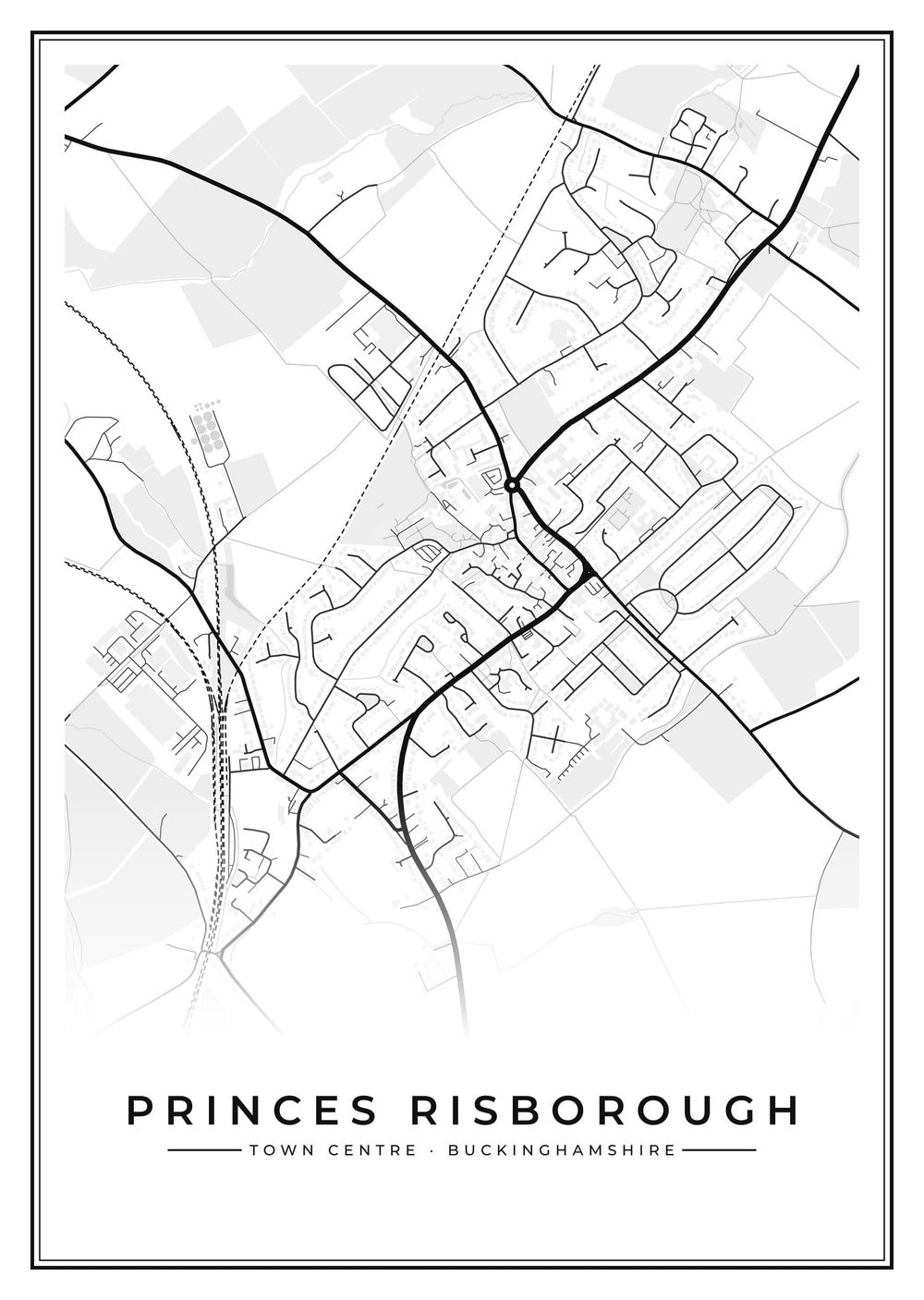 Princes Risborough Town Centre Street Map Poster