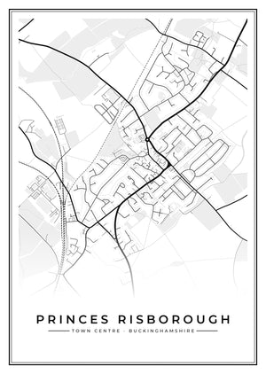 Princes Risborough Town Centre Street Map Poster