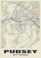 Street map poster of Pudsey, West Yorkshire