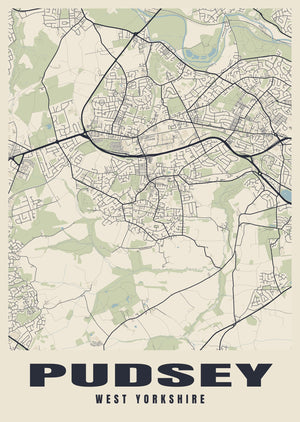 Pudsey Street Map Poster