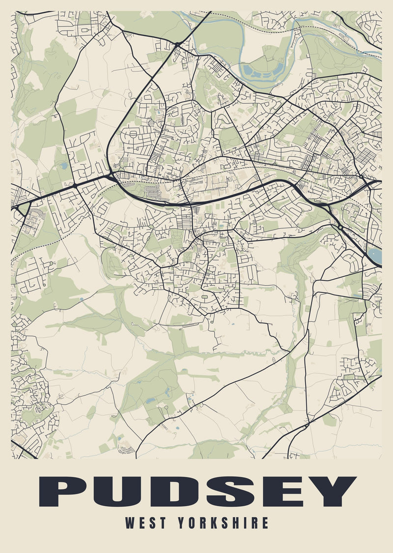 Pudsey Street Map Poster