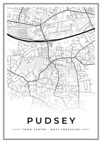 Street map poster of Pudsey town centre, West Yorkshire