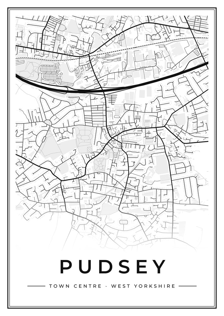 Pudsey Town Centre Street Map Poster