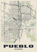 Street map poster of Pueblo, Colorado