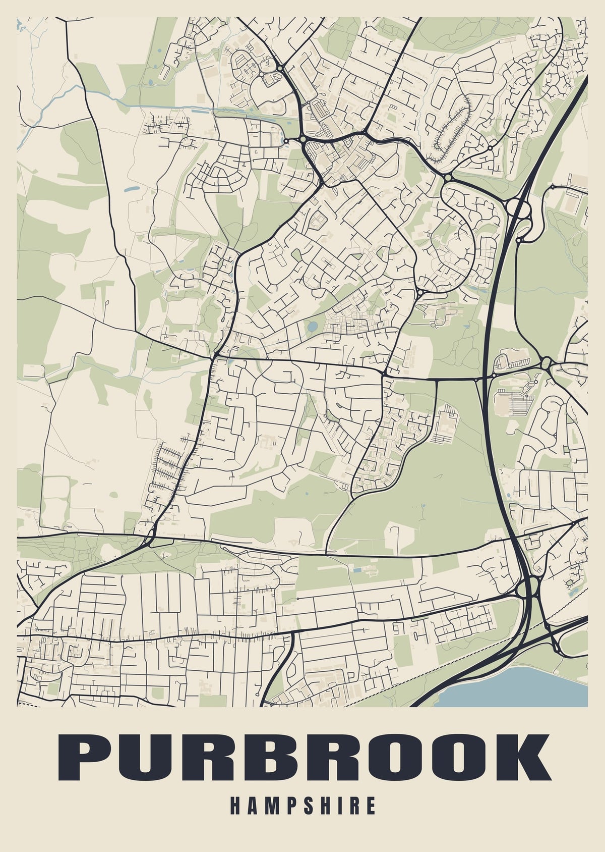 Street map poster of Purbrook, Hampshire