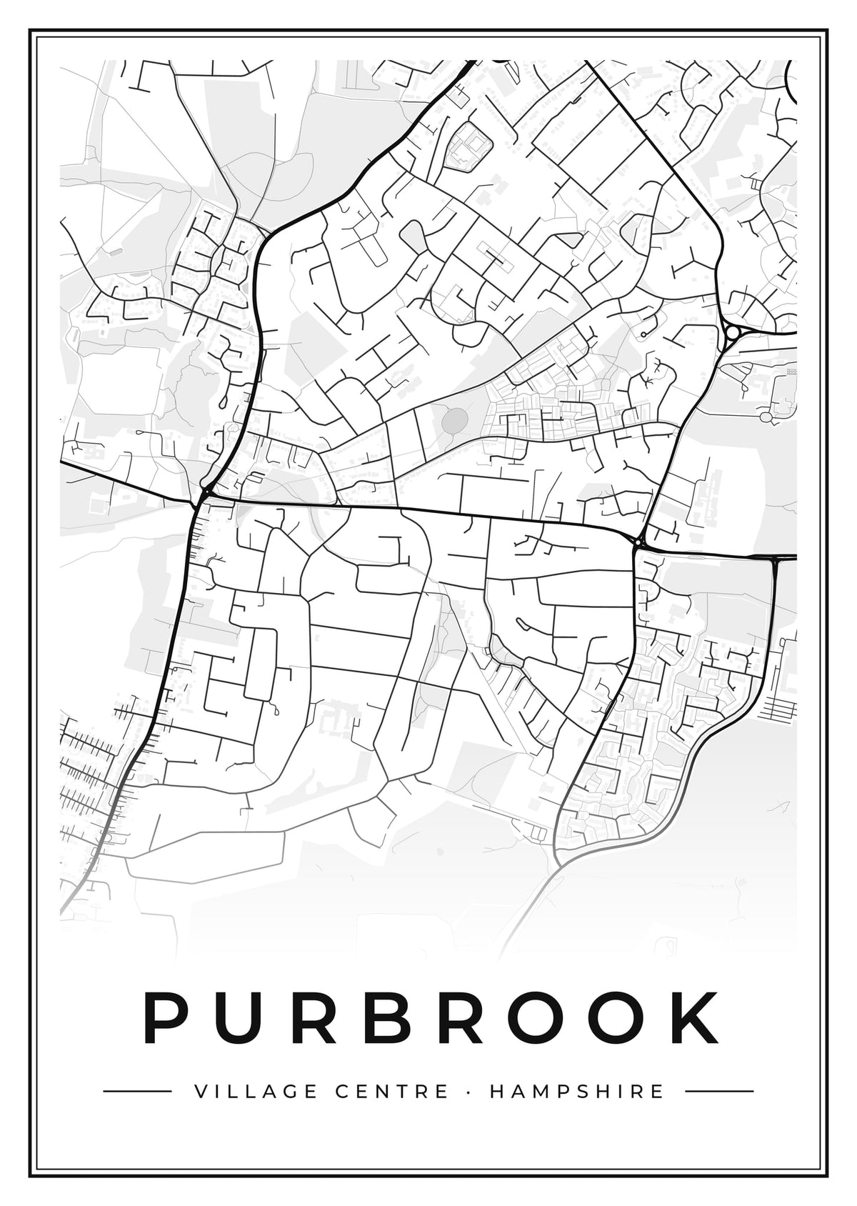 Street map poster of Purbrook village centre, Hampshire