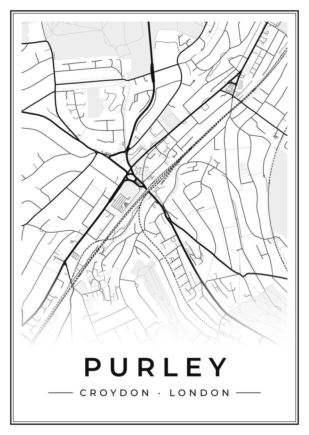 Purley Street Map Poster