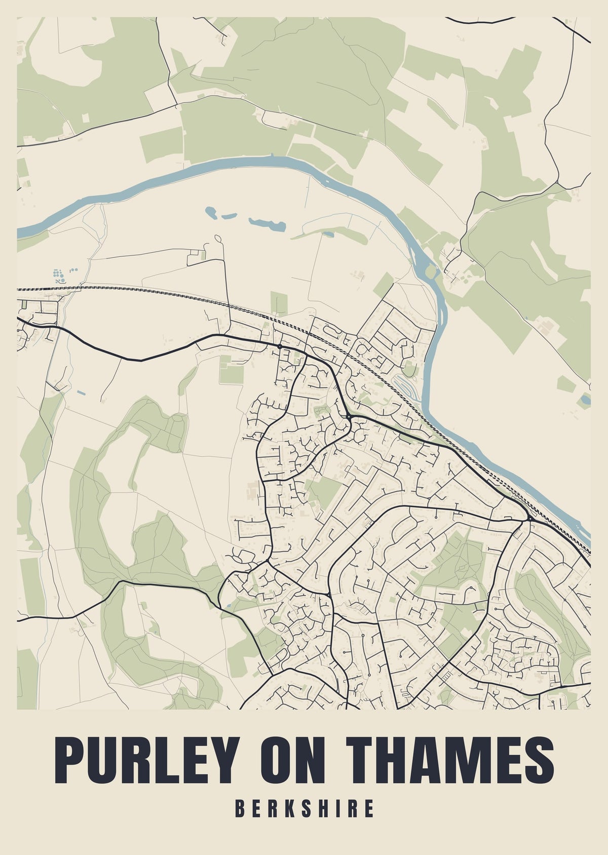 Street map poster of Purley on Thames, Berkshire