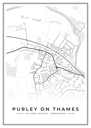 Purley on Thames Village Centre Street Map Poster