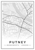 Street map poster of Putney, Wandsworth, London