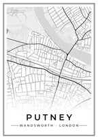 Street map poster of Putney, Wandsworth, London