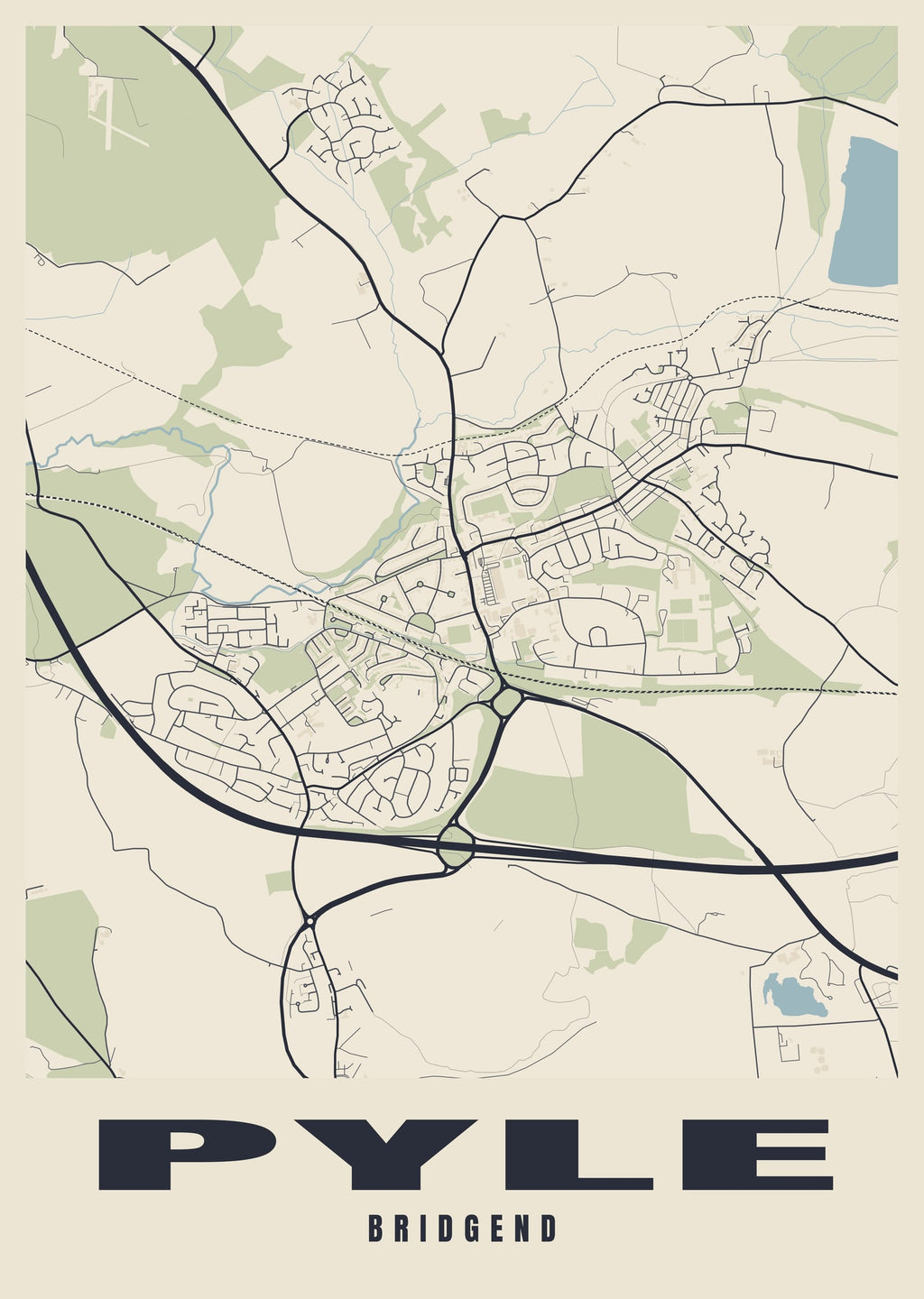 Street map poster of Pyle, Bridgend