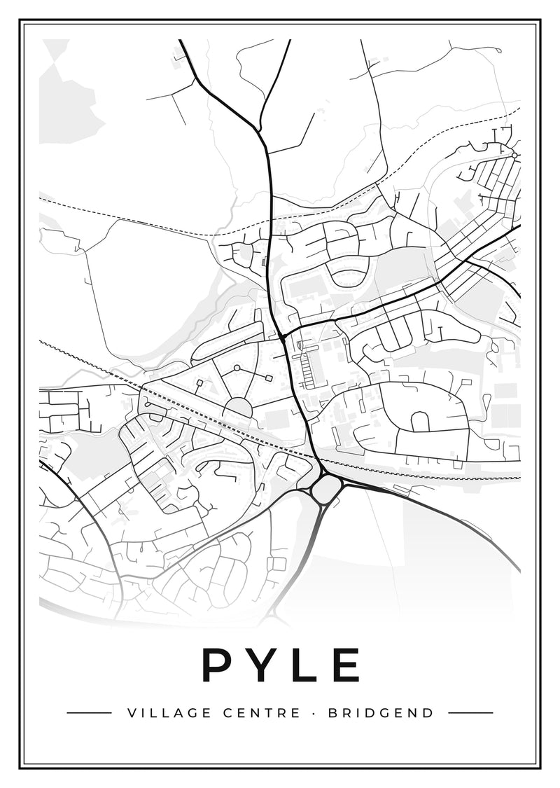 Pyle Village Centre Street Map Poster