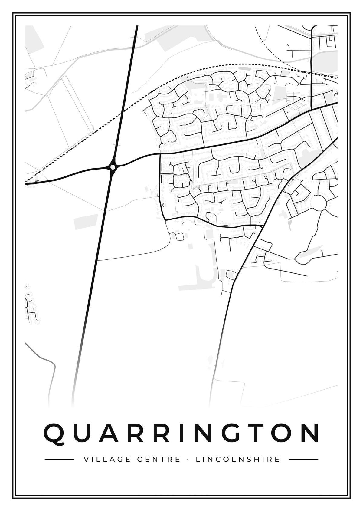 Street map poster of Quarrington village centre, Lincolnshire